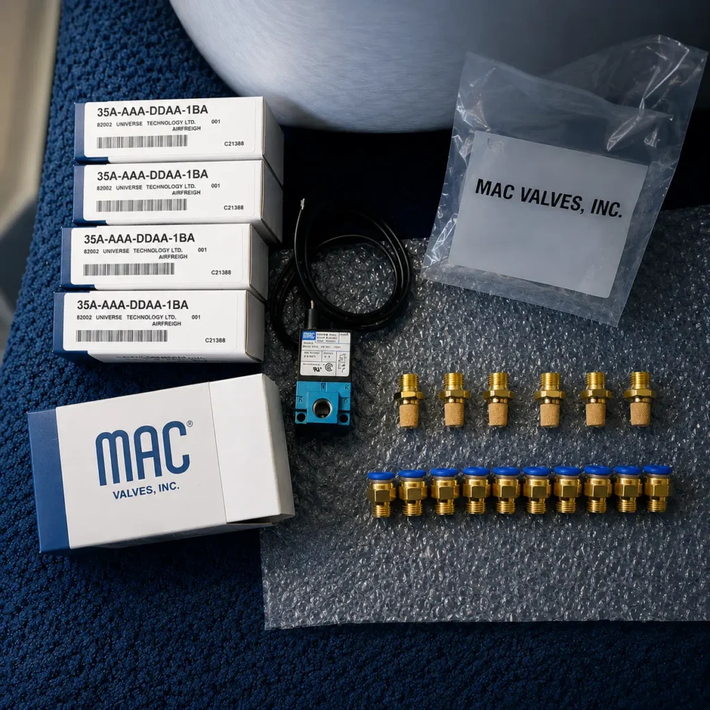 Sensores industriales, válvulas solenoides y componentes de detección para automatización y control de procesos industriales.