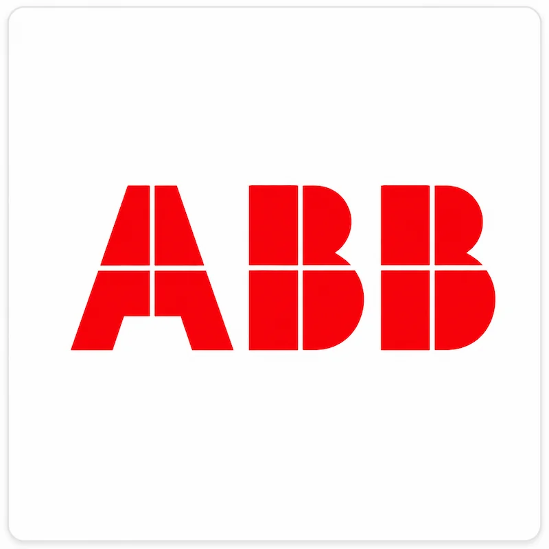 Logo ABB - fabricante de motores eléctricos, automatización industrial, variadores de frecuencia y soluciones de electrificación suministradas por Grupo Amarel