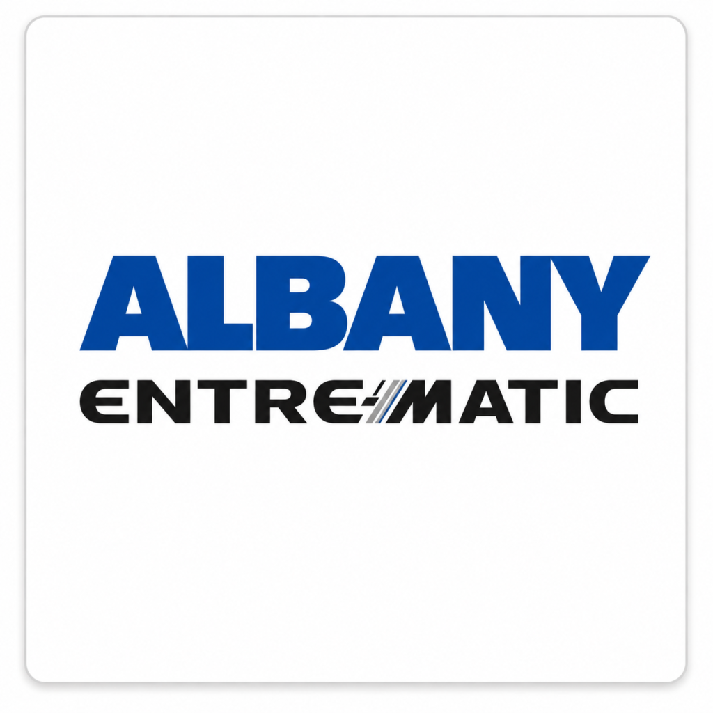 Logo Albany Entrematic - fabricante de puertas industriales rápidas y soluciones de acceso industrial distribuido por Grupo Amarel