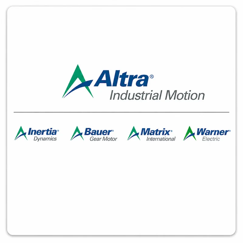 Logo Altra Industrial Motion y sus marcas Inertia Dynamics, Bauer Gear Motor, Matrix International y Warner Electric distribuidas por Grupo Amarel