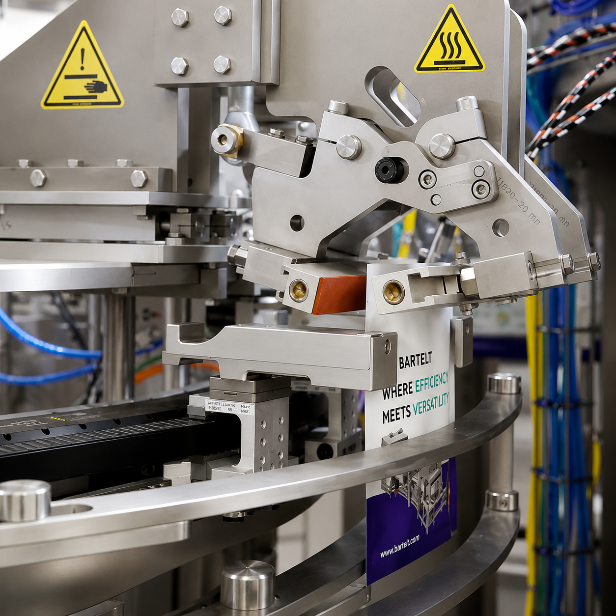 Componente de maquinaria Bartelt para empaque industrial y mantenimiento de líneas de producción gestionado por Grupo Amarel