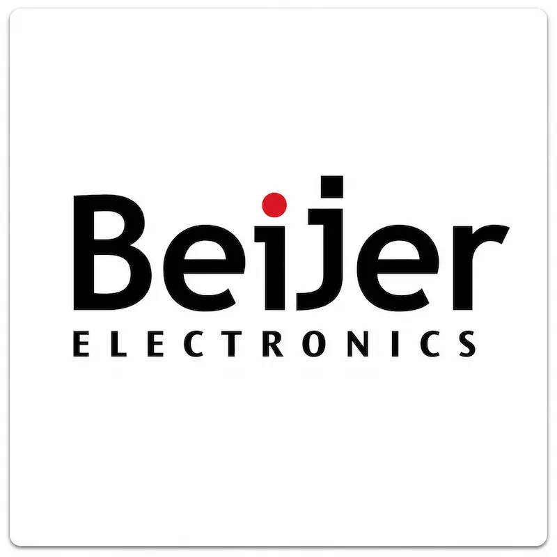 Beijer Electronics logo industrial representado por Grupo Amarel para soluciones HMI, automatización y control industrial.