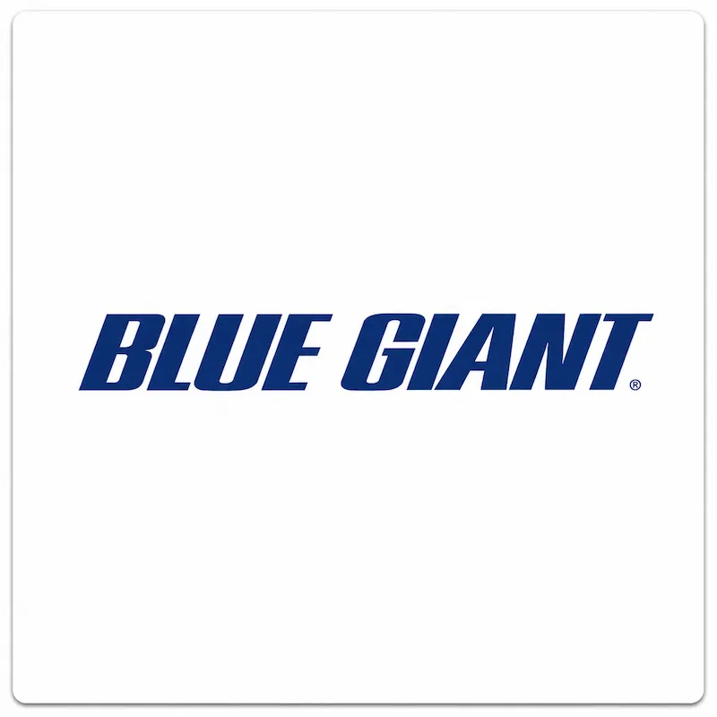 Blue Giant logo industrial para soluciones de andenes de carga, niveladores y equipos logísticos suministrados por Grupo Amarel.
