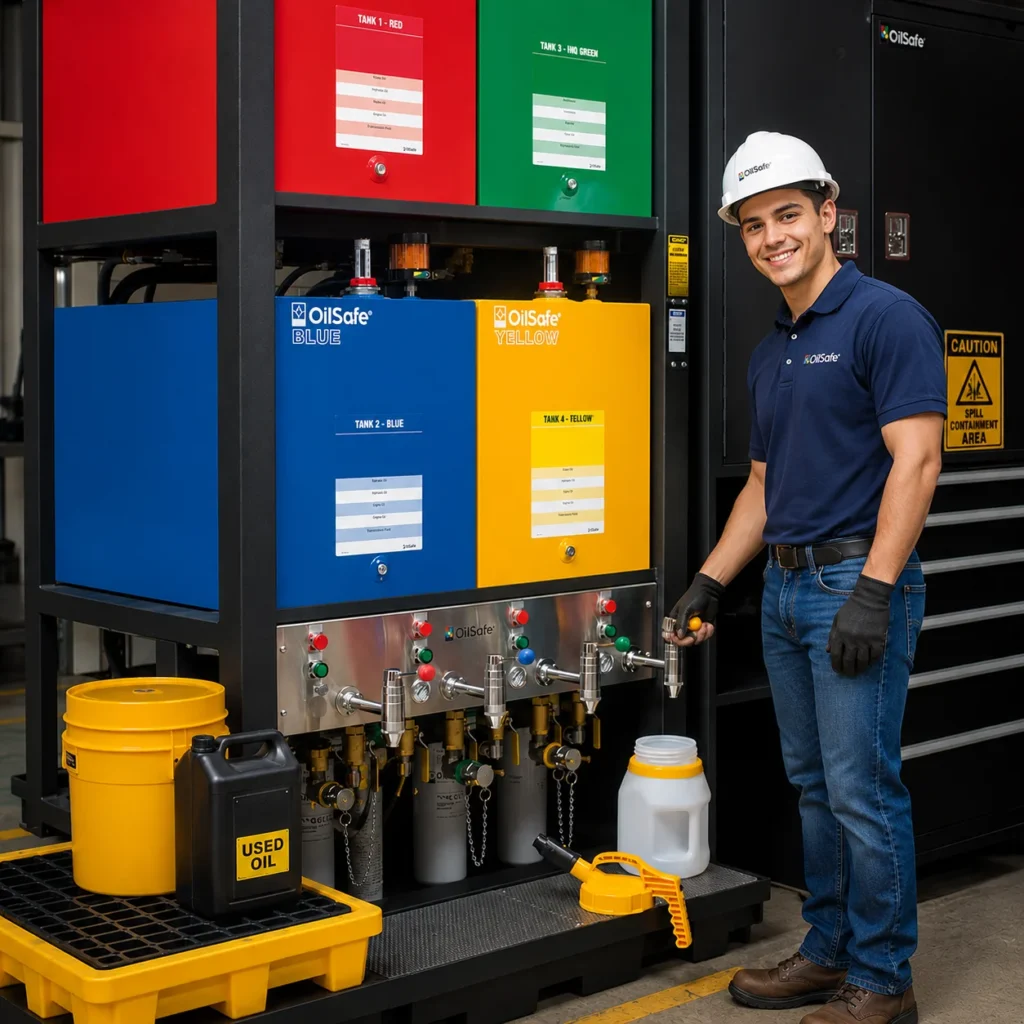 Sistema de lubricación industrial y gestión de fluidos para control de contaminación de aceites y mantenimiento preventivo en plantas industriales.